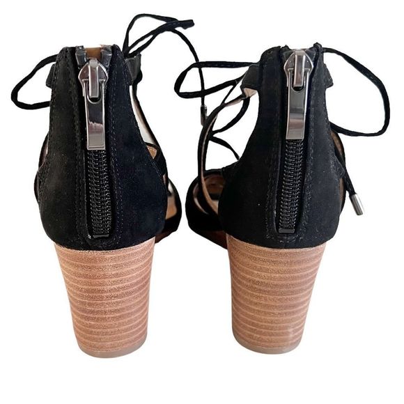 New Franco Sarto Size 6 Black Lace Up Wedge Sandals - Picture 2 of 6